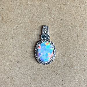 925 Sterling with Lab Created Opal, & Diamonds